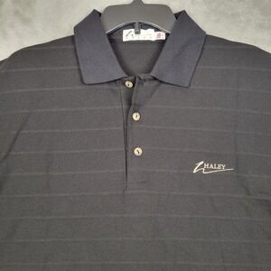 Mens Haley Signature Golf Black Polo Shirt Large Cotton (Logo On Sleeve)